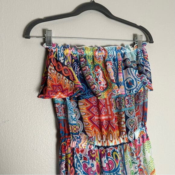 Into The Bleu by Amerex Sheer Mixed Print Swimsuit Cover Dress Small - Picture 4 of 5